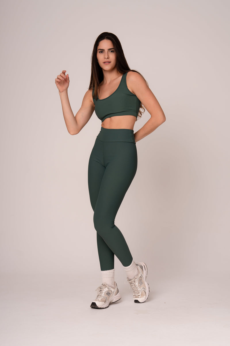 Conjunto Legging e Top Alças Retas Verde Florest Flow
