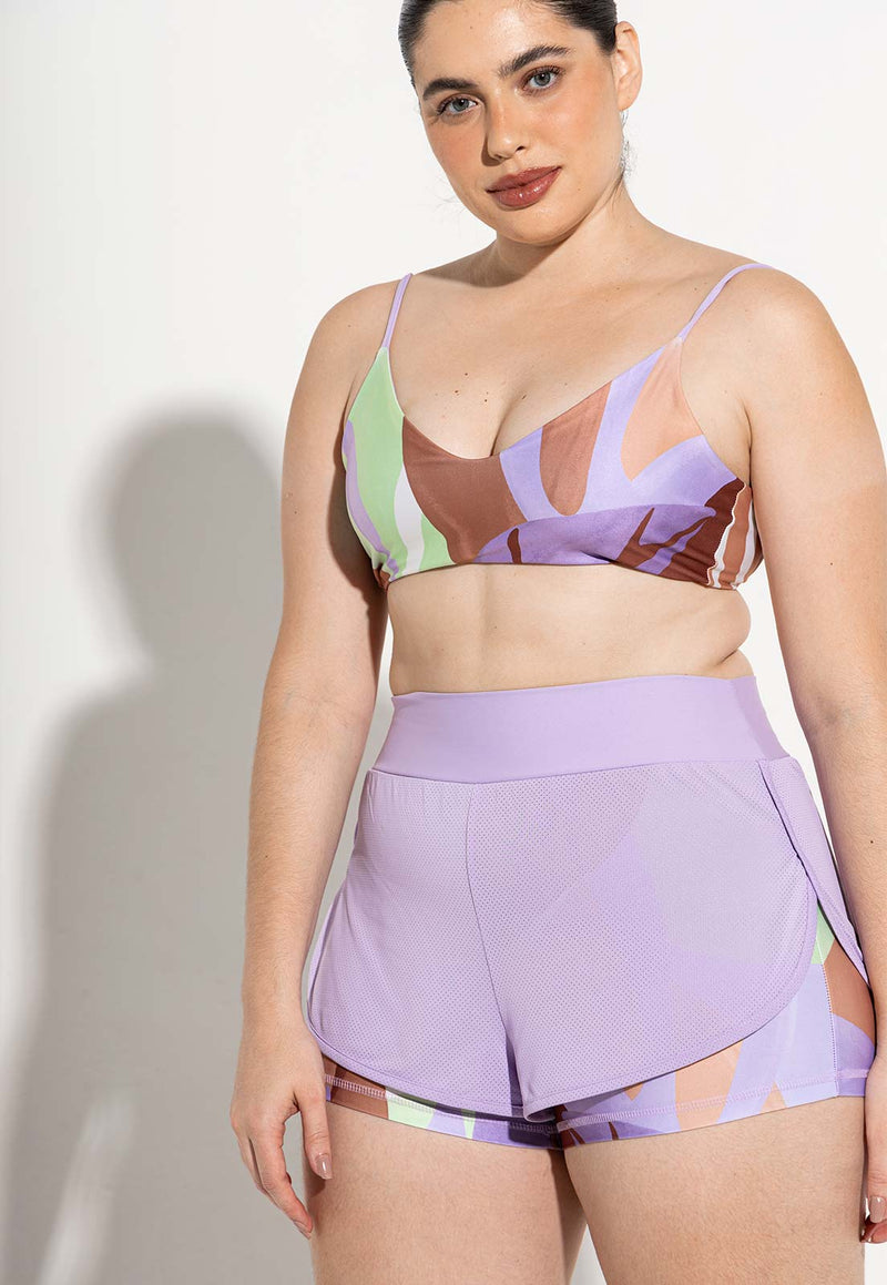 Shorts duplo liso lavanda Aura