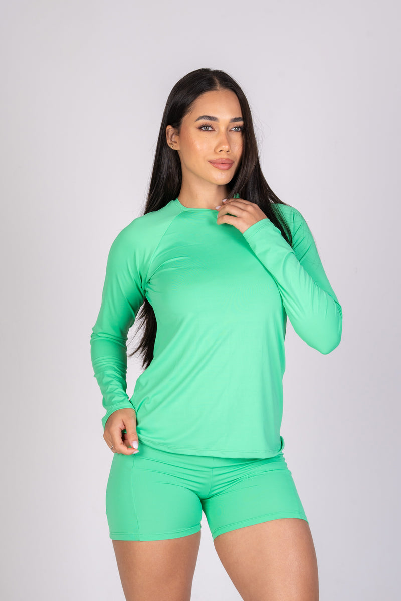 Blusa Manga Longa Soft Verde Claro