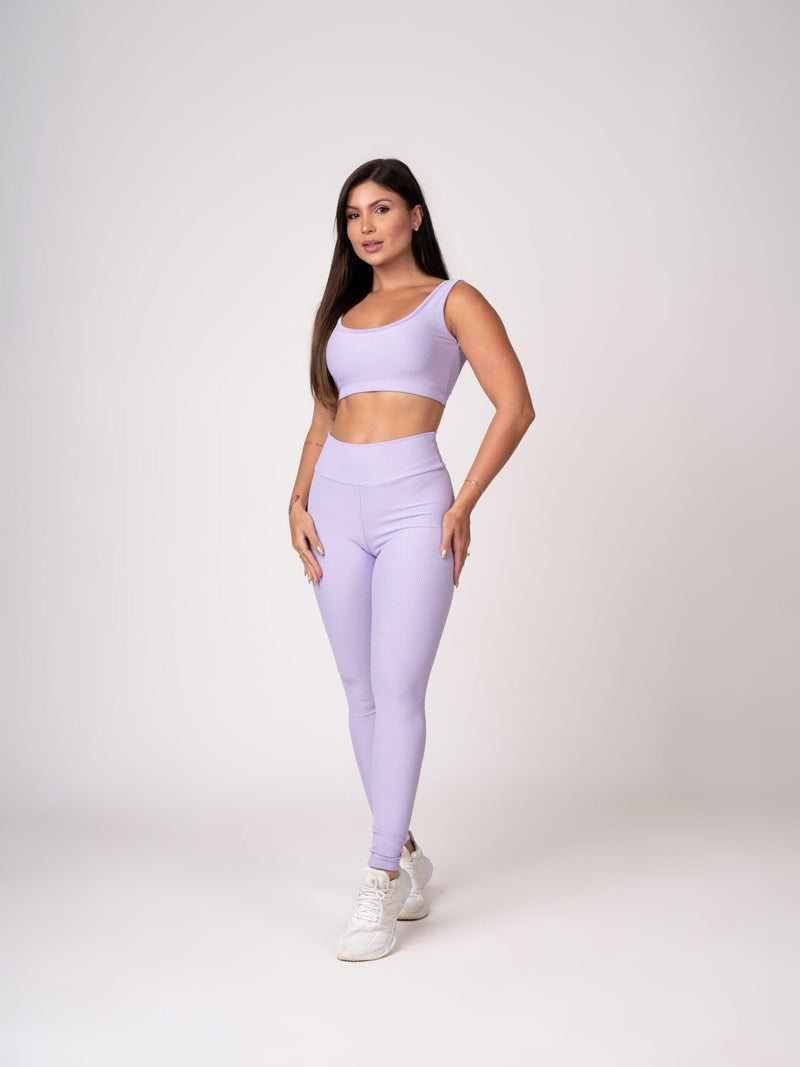 Conjunto Legging e Top Alças Retas Lavanda Flow