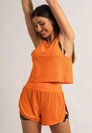 Shorts duplo liso laranja magnético Magnetic