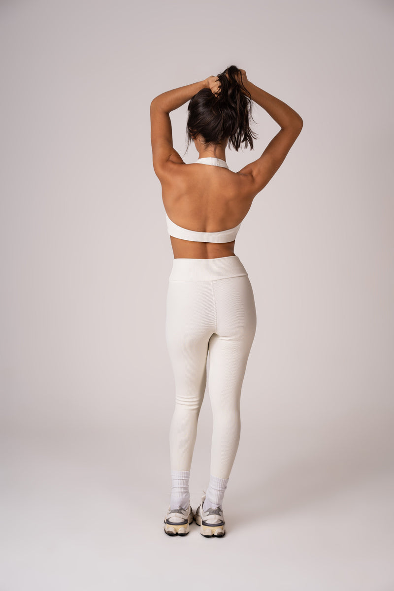 Conjunto Legging e Top Frente Única Off White Flow
