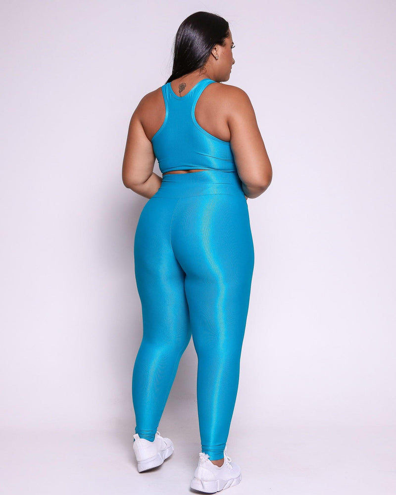 Conjunto Fitness Curve Plus Size Azul Jade