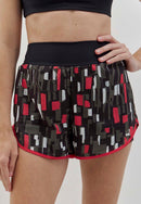 Shorts duplo preto com bolso estampado Voá