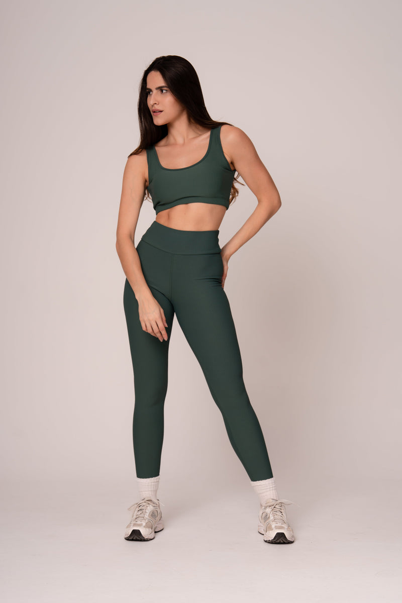 Conjunto Legging e Top Alças Retas Verde Florest Flow