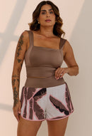 Shorts duplo estampado com bolsos Solare