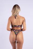 Biquíni Calcinha Asa Delta com Sutiã Amarração Frontal Estampado