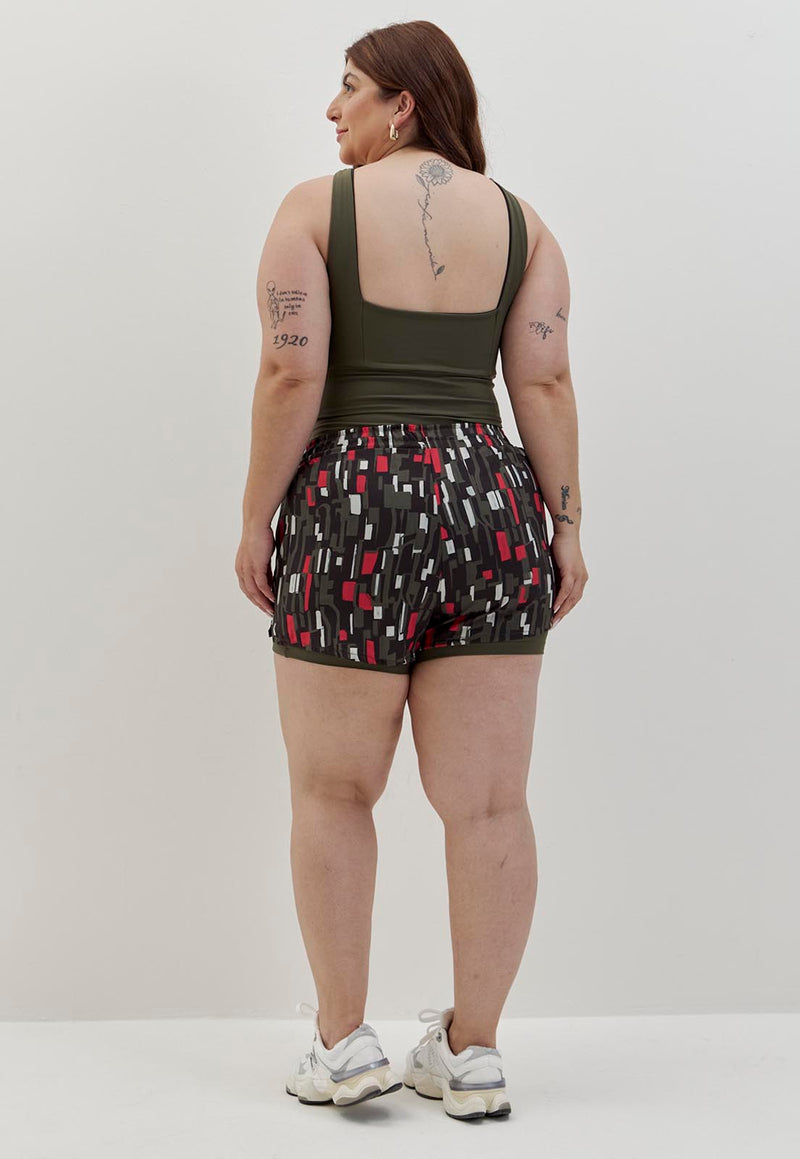 Shorts estampado 2 em 1 com bolsos e bermuda interna verde elite Voá