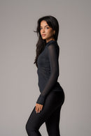 Jaqueta Slim Zip com abertura para dedo Preta