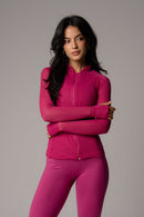 Jaqueta Slim Zip com abertura para dedo Cereja